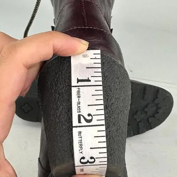 Timberland Amston Hiker Wedge Booties Sz 10 Womens Burgunday Leather Canvas Boot - Picture 13 of 13